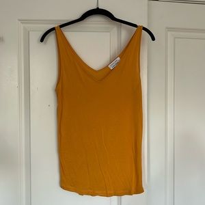 & Other Stories Ribbed V-Neck Top in Yellow